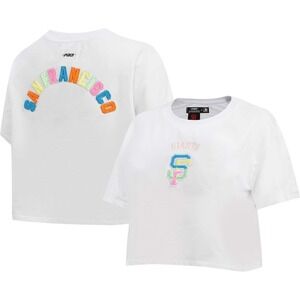 Women's White‎ San Francisco Giants Washed Neon Cropped Boxy T-shirt Sz Lg